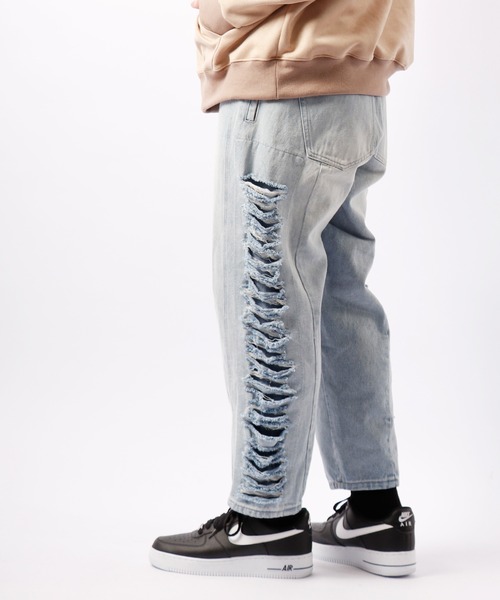 RE730(アールイーセブンサーティー)の「RE730 サイドダメージワイドテーパードデニムパンツ(デニムパンツ・メンズ・サックスブルー/ホワイト/ブラック・S/M/L)」の16枚目の写真