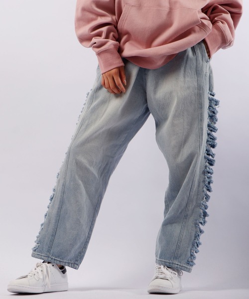 RE730(アールイーセブンサーティー)の「RE730 サイドダメージワイドテーパードデニムパンツ(デニムパンツ・メンズ・サックスブルー/ホワイト/ブラック・S/M/L)」の11枚目の写真