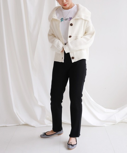 SLOBE citron.（スローブシトロン）の「SLOBE citron. パッチワークニットカーディガン◆（カーディガン/ボレロ・レディース・パープル/ナチュラル・FREE）」の12枚目の写真