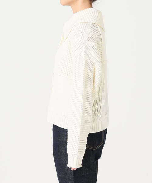 SLOBE citron.（スローブシトロン）の「SLOBE citron. パッチワークニットカーディガン◆（カーディガン/ボレロ・レディース・パープル/ナチュラル・FREE）」の7枚目の写真