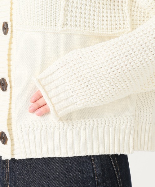 SLOBE citron.（スローブシトロン）の「SLOBE citron. パッチワークニットカーディガン◆（カーディガン/ボレロ・レディース・パープル/ナチュラル・FREE）」の3枚目の写真
