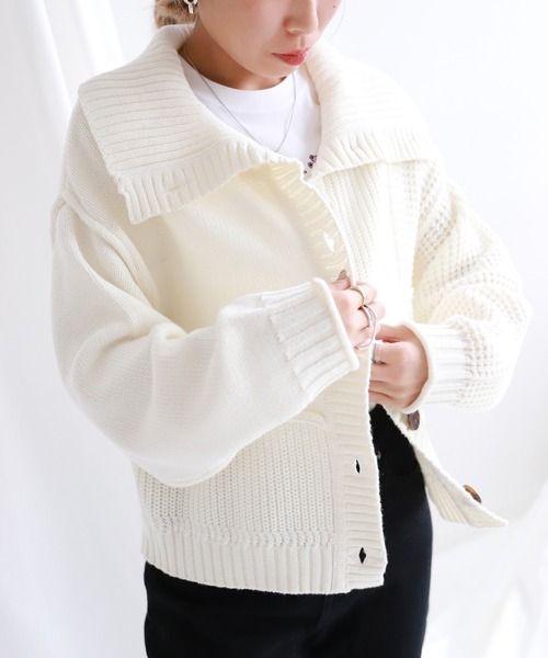 SLOBE citron.（スローブシトロン）の「SLOBE citron. パッチワークニットカーディガン◆（カーディガン/ボレロ・レディース・パープル/ナチュラル・FREE）」の15枚目の写真