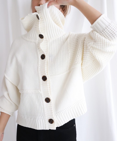 SLOBE citron.（スローブシトロン）の「SLOBE citron. パッチワークニットカーディガン◆（カーディガン/ボレロ・レディース・パープル/ナチュラル・FREE）」の20枚目の写真