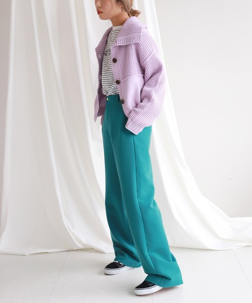 SLOBE citron.（スローブシトロン）の「SLOBE citron. パッチワークニットカーディガン◆（カーディガン/ボレロ・レディース・パープル/ナチュラル・FREE）」の10枚目の写真