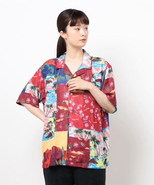 チチカカ（チチカカ）の「【ユニセックス】パッチワークアロハシャツ（シャツ/ブラウス・レディース・レッド/ネイビー・MEDIUM/LARGE）」の21枚目の写真