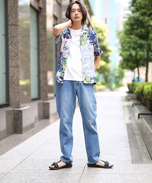 チチカカ（チチカカ）の「【ユニセックス】パッチワークアロハシャツ（シャツ/ブラウス・レディース・レッド/ネイビー・MEDIUM/LARGE）」の5枚目の写真