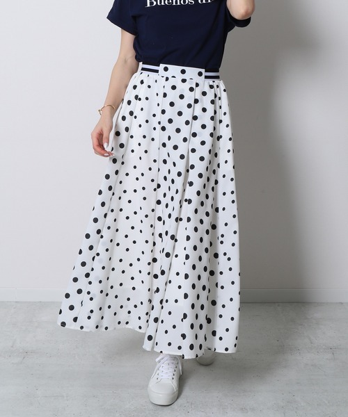 Re.Verofonna(ヴェロフォンナ)の「ドット切替スカート(スカート・レディース・ブラック/ホワイト/ベージュ・MEDIUM)」の2枚目の写真