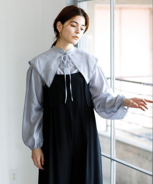 koe（コエ）の「2waybigカラー付きスタンドブラウス＊（シャツ/ブラウス・レディース・ラベンダー/ホワイト/ベージュ・FREE）」の6枚目の写真