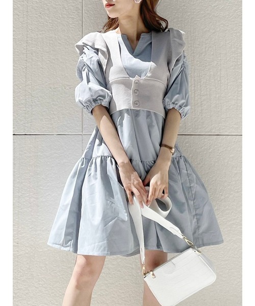 dazzlin（ダズリン）の「ティアードフレアシャツチュニック（チュニック・レディース・オフホワイト/ベージュ/ブルー・FREE）」の3枚目の写真