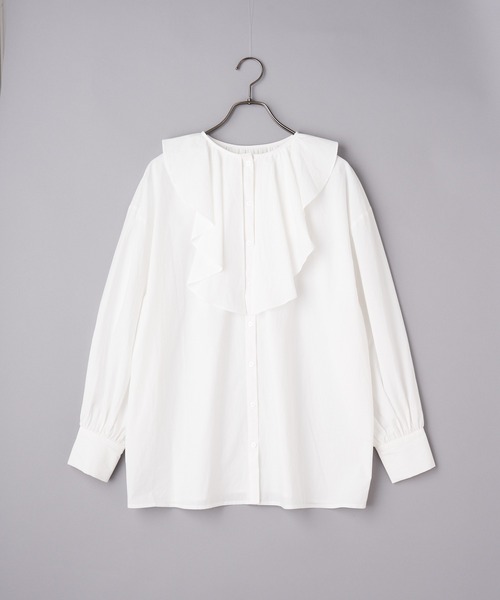 CIAOPANIC(チャオパニック)の「フリルビッグカラーブラウス(シャツ/ブラウス・レディース・オフホワイト/ブルー・FREE)」の8枚目の写真