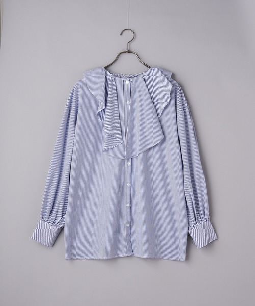 CIAOPANIC(チャオパニック)の「フリルビッグカラーブラウス(シャツ/ブラウス・レディース・オフホワイト/ブルー・FREE)」の10枚目の写真