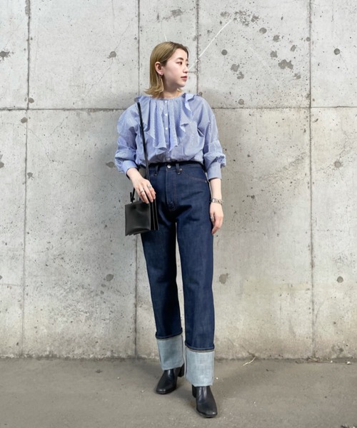 CIAOPANIC(チャオパニック)の「フリルビッグカラーブラウス(シャツ/ブラウス・レディース・オフホワイト/ブルー・FREE)」の15枚目の写真