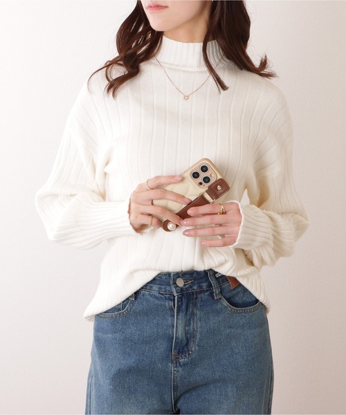 Lace Ladies(レースレディース)の「バルーンスリーブ オーバールーズ ハイネックニット(ニット/セーター・レディース・ホワイト/ブラック/ベージュ・FREE)」の1枚目の写真