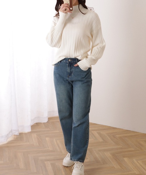 Lace Ladies(レースレディース)の「バルーンスリーブ オーバールーズ ハイネックニット(ニット/セーター・レディース・ホワイト/ブラック/ベージュ・FREE)」の4枚目の写真