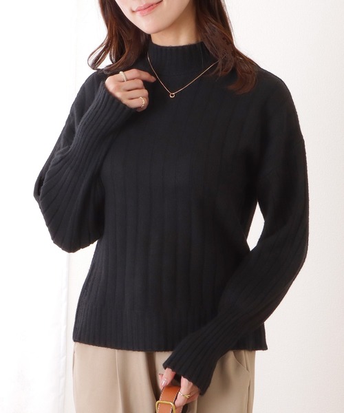 Lace Ladies(レースレディース)の「バルーンスリーブ オーバールーズ ハイネックニット(ニット/セーター・レディース・ホワイト/ブラック/ベージュ・FREE)」の10枚目の写真