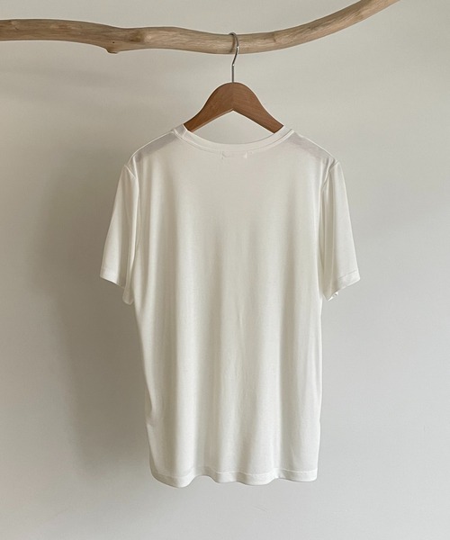 CANAL JEAN（キャナルジーン）の「via j(ヴィアジェイ) モダール半袖Tシャツ（Tシャツ/カットソー・レディース・ライトグレー/ブラック/アイボリー・ONE SIZE）」の14枚目の写真