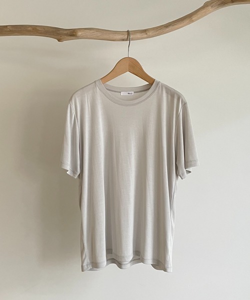 CANAL JEAN（キャナルジーン）の「via j(ヴィアジェイ) モダール半袖Tシャツ（Tシャツ/カットソー・レディース・ライトグレー/ブラック/アイボリー・ONE SIZE）」の15枚目の写真