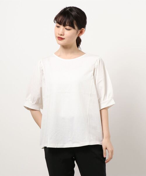 Te chichi TERRASSE（テチチテラス）の「バルーンスリーブプルオーバー（Tシャツ/カットソー・レディース・ネイビー/マスタード/オフホワイト・ﾌﾘ-）」の2枚目の写真