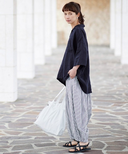 Sunny clouds（サニークラウズ）の「サニークラウズ　かぶり開衿シャツ（シャツ/ブラウス・レディース・ホワイト/ネイビー・MEDIUM/LARGE/X-LARGE/XX-LARGE/NM）」の18枚目の写真