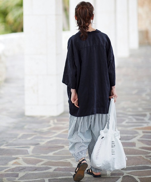 Sunny clouds（サニークラウズ）の「サニークラウズ　かぶり開衿シャツ（シャツ/ブラウス・レディース・ホワイト/ネイビー・MEDIUM/LARGE/X-LARGE/XX-LARGE/NM）」の19枚目の写真