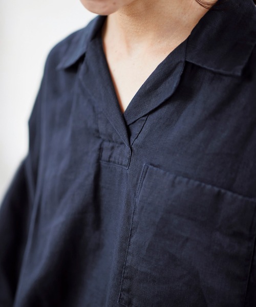 Sunny clouds（サニークラウズ）の「サニークラウズ　かぶり開衿シャツ（シャツ/ブラウス・レディース・ホワイト/ネイビー・MEDIUM/LARGE/X-LARGE/XX-LARGE/NM）」の21枚目の写真