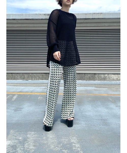 AZUL by moussy（アズールバイマウジー）の「MESH KNIT SET TOPS/メッシュニットセットトップス（ニット/セーター・レディース・ブラウン/ブラック/アイボリー・MEDIUM/SMALL）」の17枚目の写真