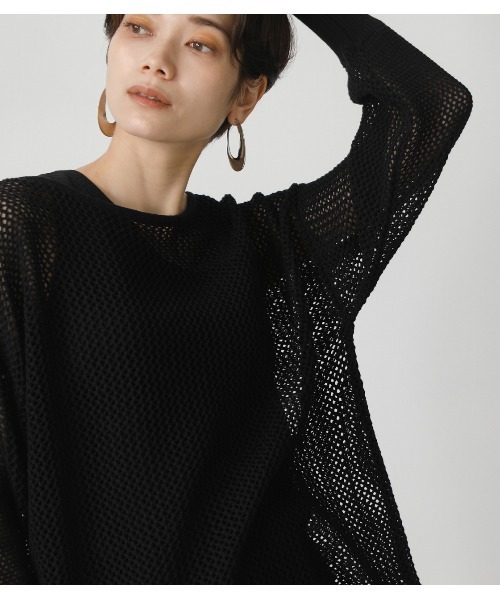 AZUL by moussy（アズールバイマウジー）の「MESH KNIT SET TOPS/メッシュニットセットトップス（ニット/セーター・レディース・ブラウン/ブラック/アイボリー・MEDIUM/SMALL）」の5枚目の写真