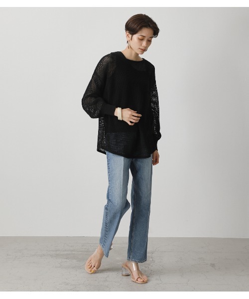 AZUL by moussy（アズールバイマウジー）の「MESH KNIT SET TOPS/メッシュニットセットトップス（ニット/セーター・レディース・ブラウン/ブラック/アイボリー・MEDIUM/SMALL）」の6枚目の写真