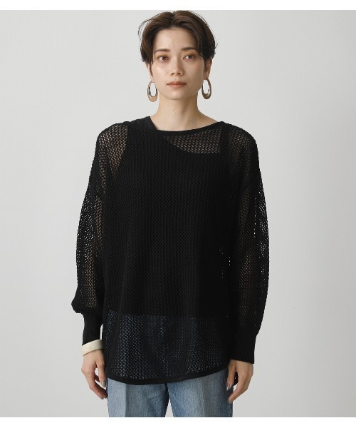 AZUL by moussy（アズールバイマウジー）の「MESH KNIT SET TOPS/メッシュニットセットトップス（ニット/セーター・レディース・ブラウン/ブラック/アイボリー・MEDIUM/SMALL）」の7枚目の写真
