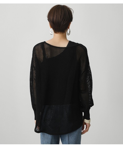 AZUL by moussy（アズールバイマウジー）の「MESH KNIT SET TOPS/メッシュニットセットトップス（ニット/セーター・レディース・ブラウン/ブラック/アイボリー・MEDIUM/SMALL）」の9枚目の写真