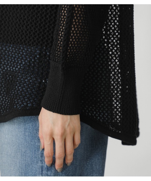 AZUL by moussy（アズールバイマウジー）の「MESH KNIT SET TOPS/メッシュニットセットトップス（ニット/セーター・レディース・ブラウン/ブラック/アイボリー・MEDIUM/SMALL）」の11枚目の写真