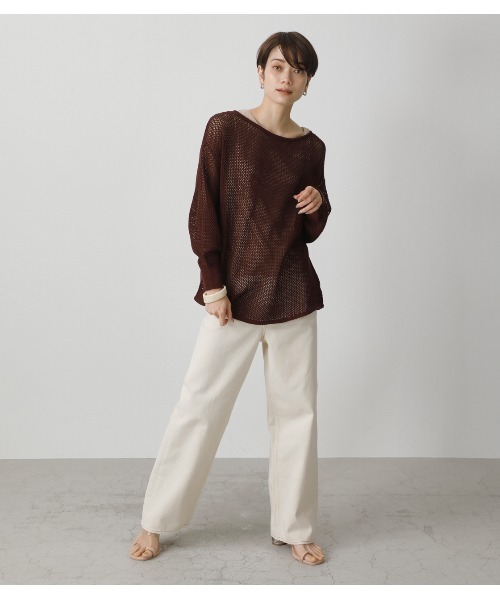 AZUL by moussy（アズールバイマウジー）の「MESH KNIT SET TOPS/メッシュニットセットトップス（ニット/セーター・レディース・ブラウン/ブラック/アイボリー・MEDIUM/SMALL）」の21枚目の写真