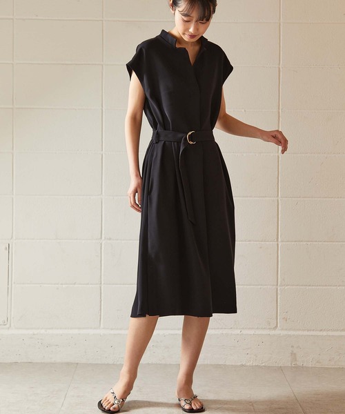 OUVRAGE CLASSE（ウヴラージュクラス）の「ベルト付きフレンチスリーブワンピース【オンラインストア限定アイテム】（ワンピース・レディース・ブラック/グレイッシュベージュ・FREE）」の19枚目の写真