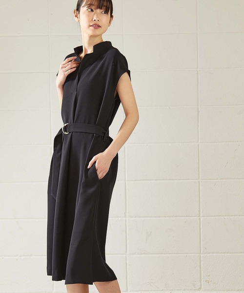 OUVRAGE CLASSE（ウヴラージュクラス）の「ベルト付きフレンチスリーブワンピース【オンラインストア限定アイテム】（ワンピース・レディース・ブラック/グレイッシュベージュ・FREE）」の20枚目の写真