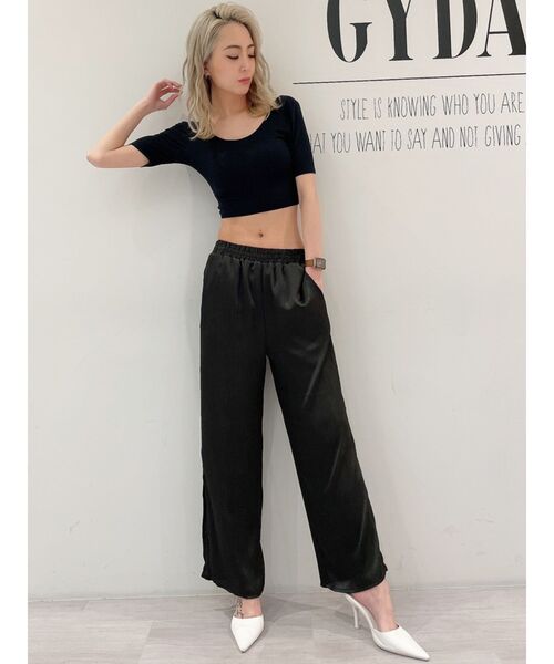 GYDA(ジェイダ)の「カップ付きハーフスリーブバッククロステレコTOPS(Tシャツ/カットソー・レディース・ブラック/オフホワイト・FREE)」の21枚目の写真