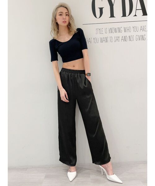 GYDA(ジェイダ)の「カップ付きハーフスリーブバッククロステレコTOPS(Tシャツ/カットソー・レディース・ブラック/オフホワイト・FREE)」の22枚目の写真