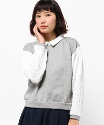 WEGO | WEGO/襟付きケーブルスウェット(スウェット)