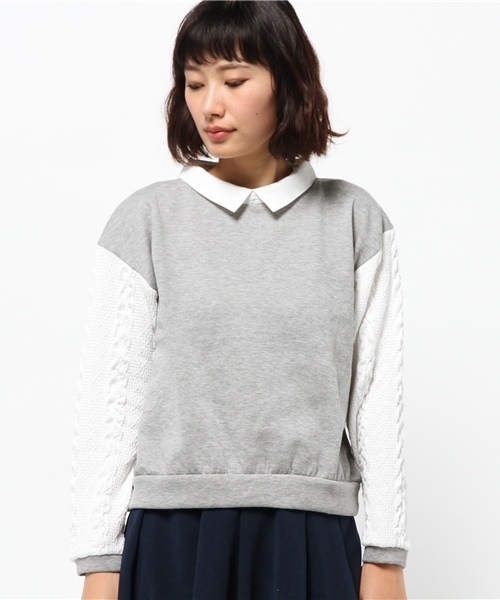 WEGO（ウィゴー）の「WEGO/襟付きケーブルスウェット（スウェット・レディース・アイボリー/杢グレー・FREE）」の10枚目の写真