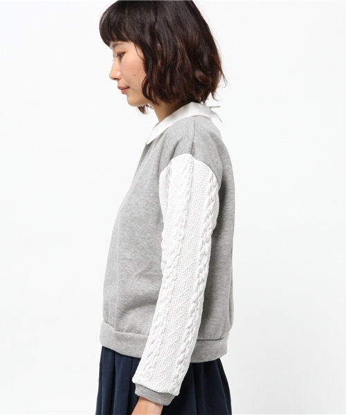 WEGO（ウィゴー）の「WEGO/襟付きケーブルスウェット（スウェット・レディース・アイボリー/杢グレー・FREE）」の4枚目の写真