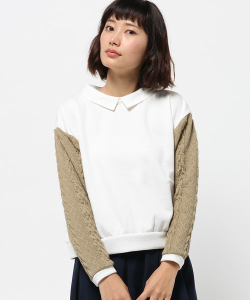 WEGO（ウィゴー）の「WEGO/襟付きケーブルスウェット（スウェット・レディース・アイボリー/杢グレー・FREE）」の11枚目の写真
