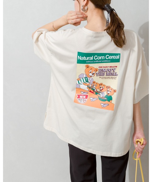 SpRay(スプレイ)の「くまフレークBIG Tシャツ(Tシャツ/カットソー・レディース・オフホワイト/ミント/パープル/アイボリー/スミクロ・FREE)」の2枚目の写真