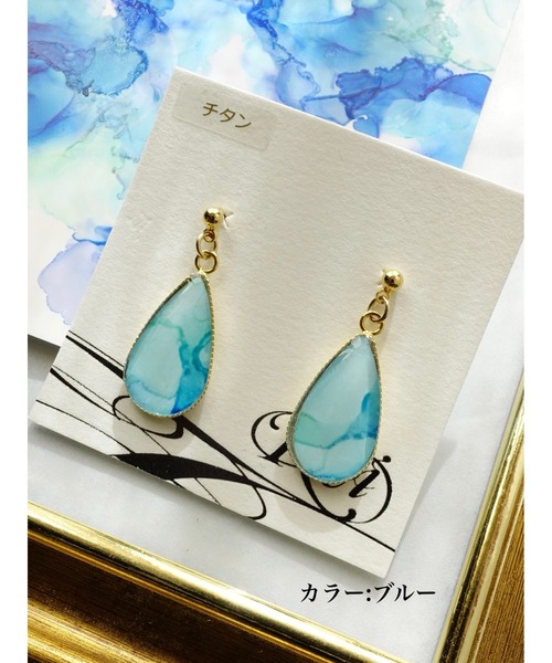 tone(トーン)の「【零-Rei-】瞬きシリーズ ドロップピアス(MA)(ピアス(両耳用)・レディース・ブラウン/ピンク/イエロー/オレンジ/グリーン/ブルー系その他/ブルー/ターコイズブルー/ラベンダー/パープル/レッド/ネイビー/ブルー系その他2/カーキ・FREE)」の8枚目の写真