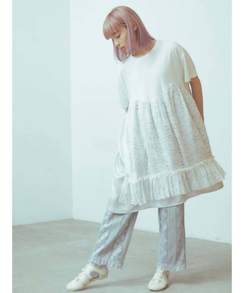 merry jenny（メリージェニー）の「イソザイレイヤードカットワンピース（ワンピース・レディース・オフホワイト/チャコールグレー/ピンク・FREE）」の11枚目の写真