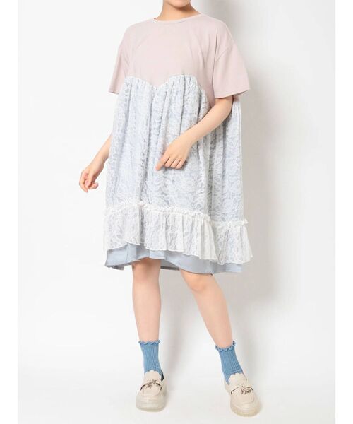 merry jenny（メリージェニー）の「イソザイレイヤードカットワンピース（ワンピース・レディース・オフホワイト/チャコールグレー/ピンク・FREE）」の18枚目の写真