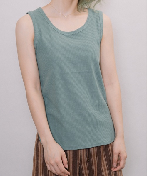 refinedworks（リファインドワークス）の「針抜きテレコ両面タンク（タンクトップ・レディース・ベージュ/ブラック/オフホワイト/グリーン・FREE）」の9枚目の写真