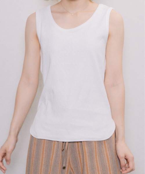 refinedworks（リファインドワークス）の「針抜きテレコ両面タンク（タンクトップ・レディース・ベージュ/ブラック/オフホワイト/グリーン・FREE）」の16枚目の写真