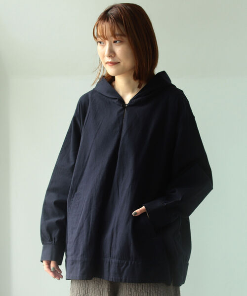 ORCIVAL◆シャツ/OR-B0020 STT/フーデッド プルオーバーシャツ/ベージュ/コットン ORCIVAL(オーシバルオーチバル) / シャツ/OR-B0020 STT