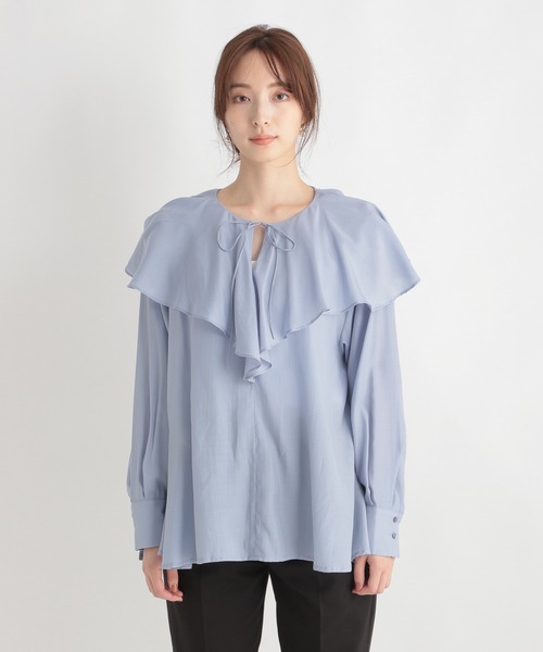 Andemiu（アンデミュウ）の「フリルネックブラウス219039（シャツ/ブラウス・レディース・ブラック/イエロー/ブルー・FREE）」の15枚目の写真