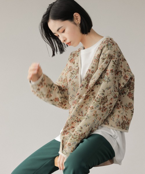 LOWRYS FARM（ローリーズファーム）の「ゴブランジャケカーデＬＳ　218031（カーディガン/ボレロ・レディース・ブラック/ベージュ/アイボリー/オレンジ・FREE）」の6枚目の写真