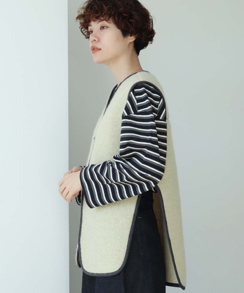 nitca（ニトカ）の「シャギーニット ベスト（ベスト・レディース・チャコールグレー/キナリ・FREE）」の19枚目の写真